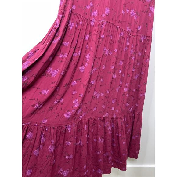 Free Assembly Midi Dress XL Red Floral Tiered Rodeo Western Prairie Country - Picture 6 of 12